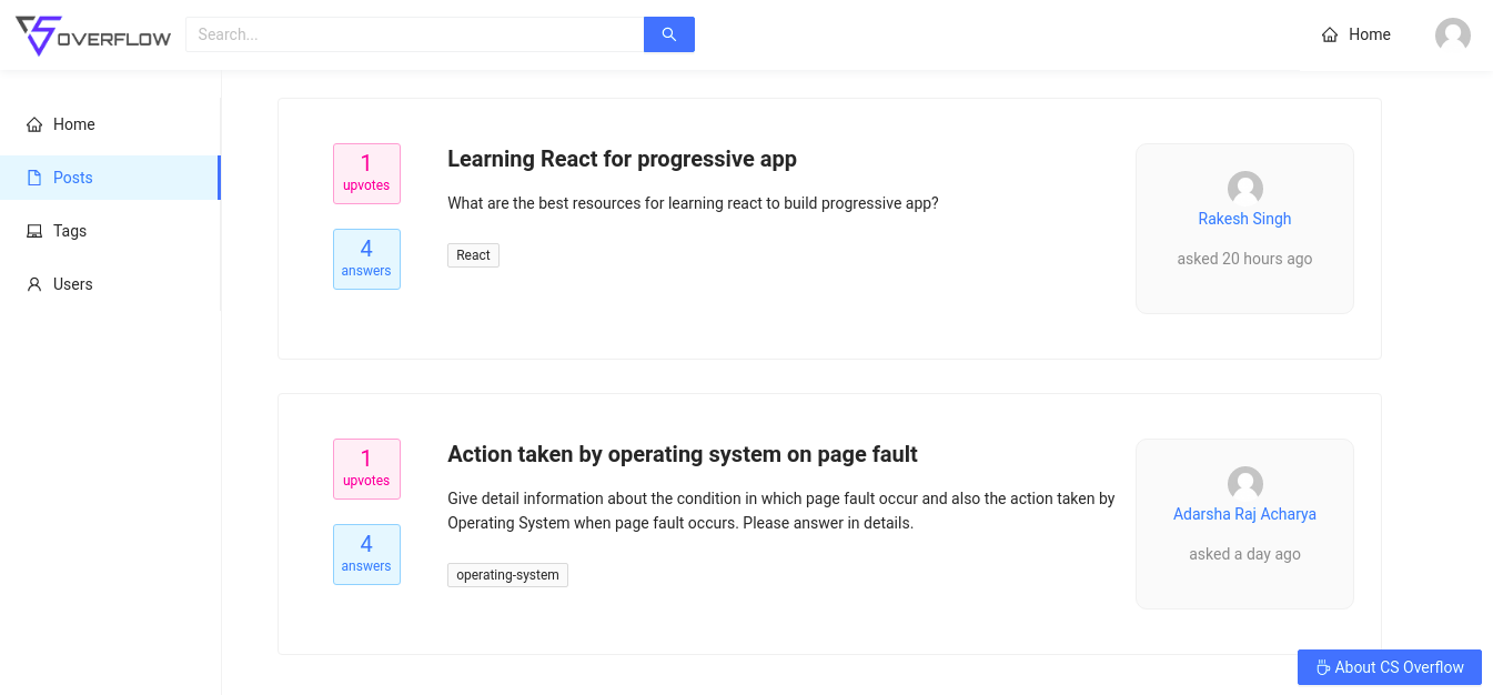 Screenshot of CS Overflow